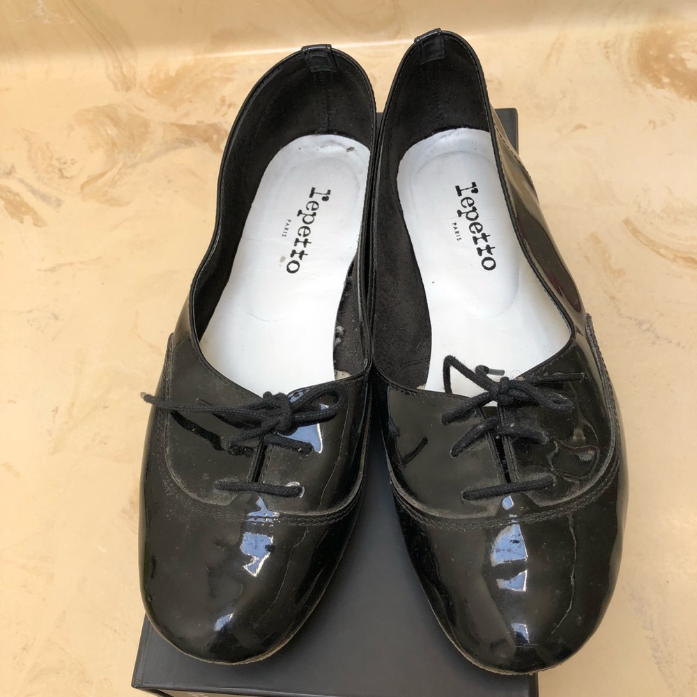 Black Repetto Nelson Black Patent Flats